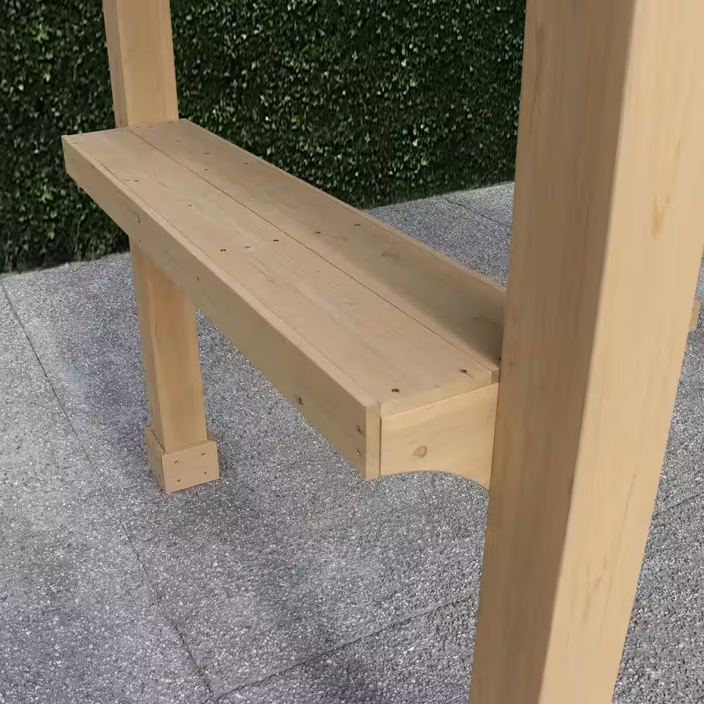 DIY Meridian 8 Ft. X 5 Ft. Cedar Wood Outdoor Covered Grilling Gazebo with Hardtop Metal Roof and 2-Counter Shelves