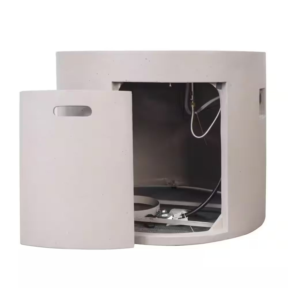 Zachary 31 In. X 24.5 In. Circular Concrete Propane Outdoor Patio Fire Pit in Light Gray