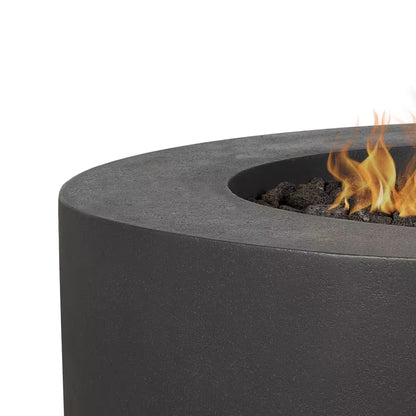 Brookhurst 43 In. W X 13 In. H round Outdoor GFRC Liquid Propane Fire Pit in Carbon with Lava Rocks